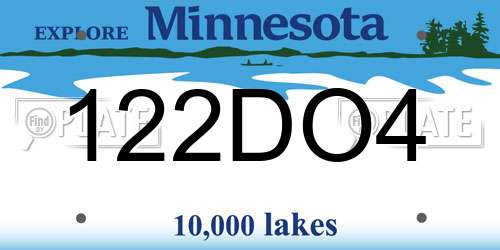 122DO4 Minnesota License Plate