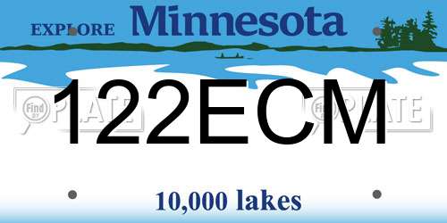 122ECM Minnesota License Plate