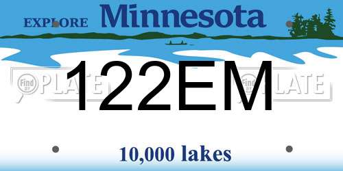 122EM Minnesota License Plate