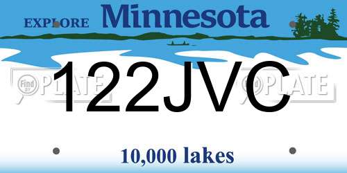 122JVC Minnesota License Plate