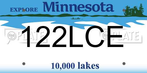 122LCE Minnesota License Plate