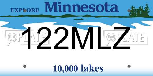 122MLZ Minnesota License Plate