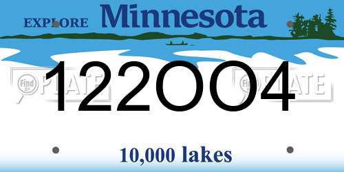 122OO4 Minnesota License Plate
