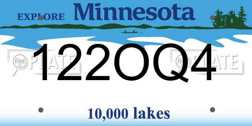 122OQ4 Minnesota License Plate