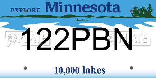 122PBN Minnesota License Plate