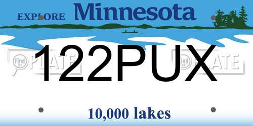 122PUX Minnesota License Plate