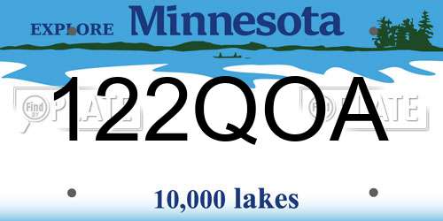 122QOA Minnesota License Plate