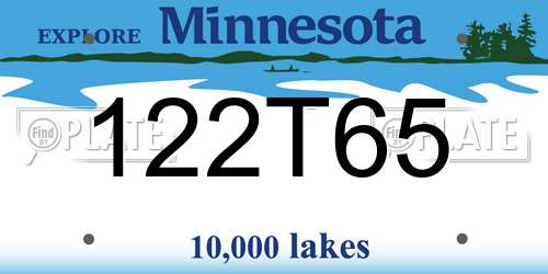 122T65 Minnesota License Plate