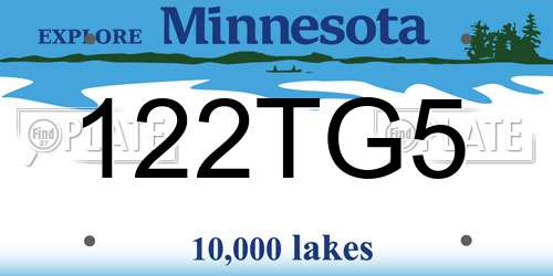 122TG5 Minnesota License Plate