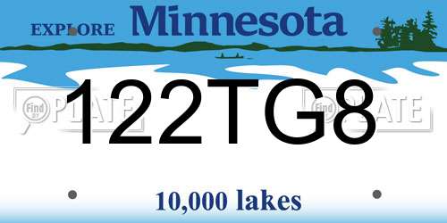 122TG8 Minnesota License Plate