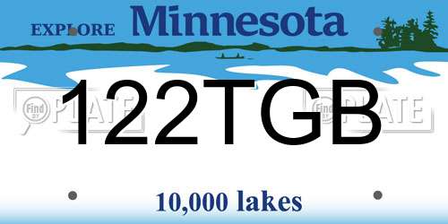 122TGB Minnesota License Plate
