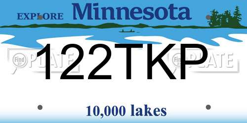 122TKP Minnesota License Plate