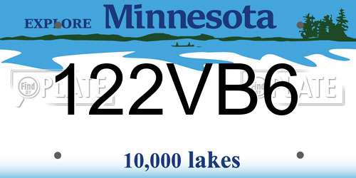 122VB6 Minnesota License Plate