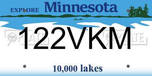 122VKM Minnesota License Plate