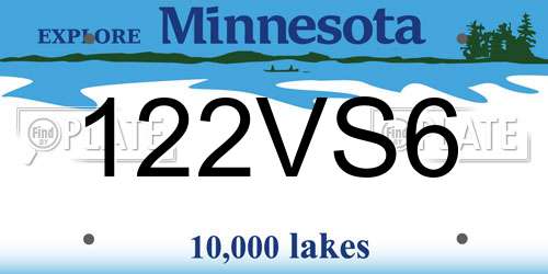 122VS6 Minnesota License Plate