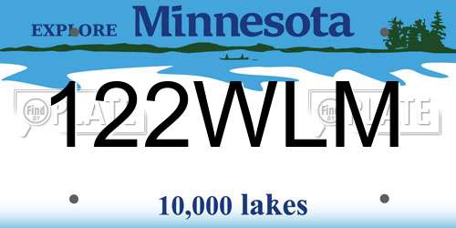 122WLM Minnesota License Plate