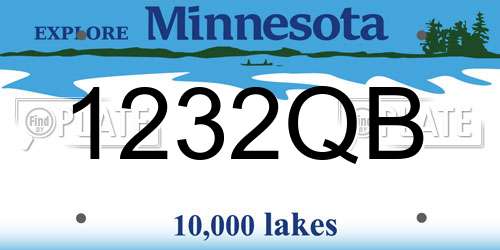1232QB Minnesota License Plate