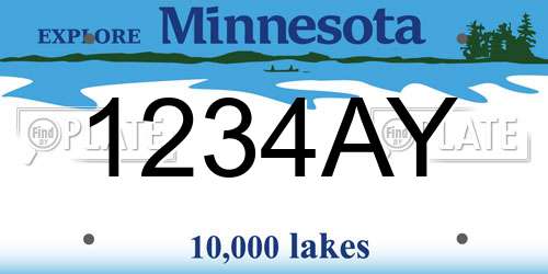 1234AY Minnesota License Plate