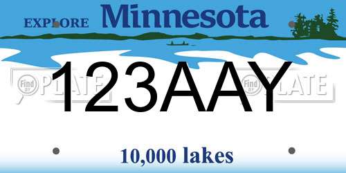 123AAY Minnesota License Plate