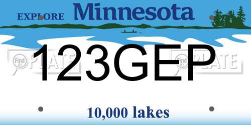 123GEP Minnesota License Plate
