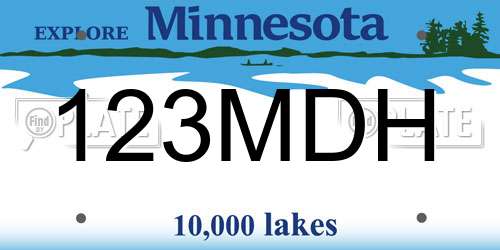 123MDH Minnesota License Plate
