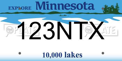123NTX Minnesota License Plate