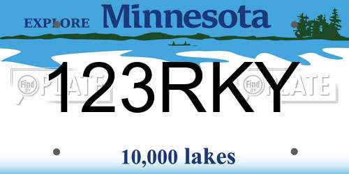 123RKY Minnesota License Plate
