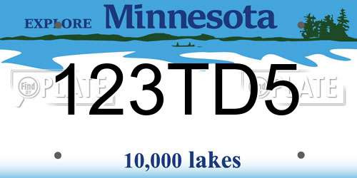 123TD5 Minnesota License Plate