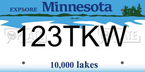 123TKW Minnesota License Plate