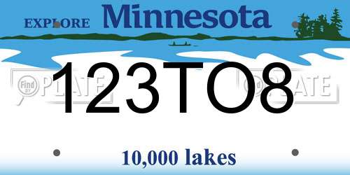 123TO8 Minnesota License Plate