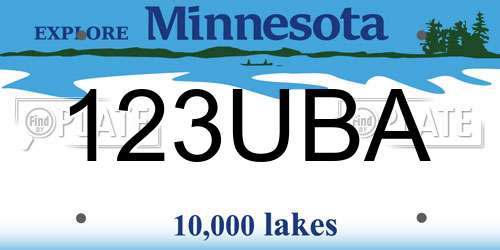 123UBA Minnesota License Plate