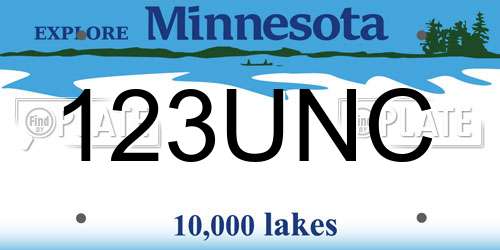 123UNC Minnesota License Plate