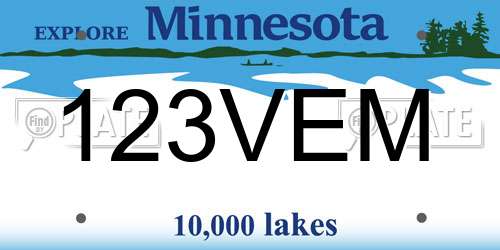 123VEM Minnesota License Plate