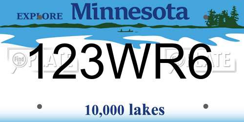 123WR6 Minnesota License Plate