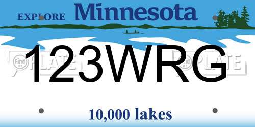 123WRG Minnesota License Plate