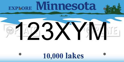123XYM Minnesota License Plate