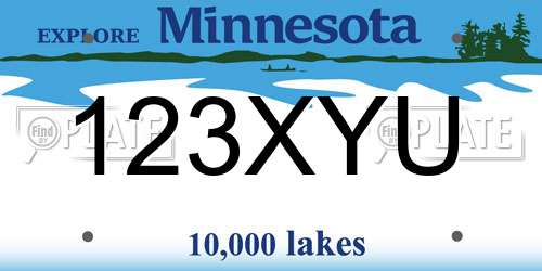 123XYU Minnesota License Plate