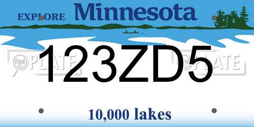 123ZD5 Minnesota License Plate