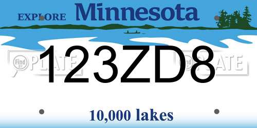 123ZD8 Minnesota License Plate