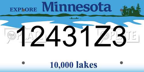 12431Z3 Minnesota License Plate