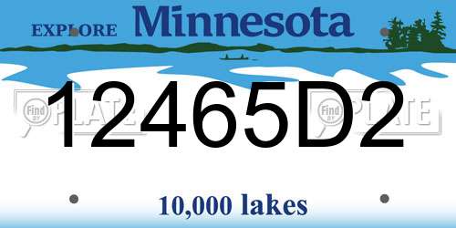12465D2 Minnesota License Plate