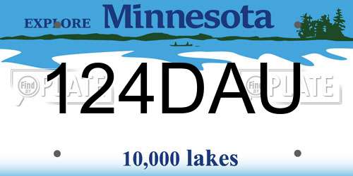 124DAU Minnesota License Plate
