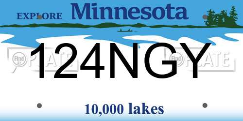 124NGY Minnesota License Plate