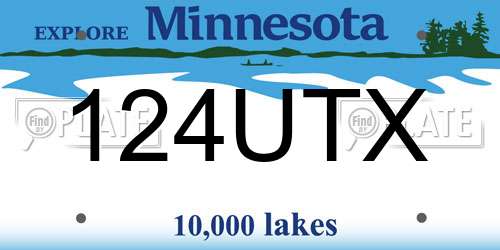124UTX Minnesota License Plate