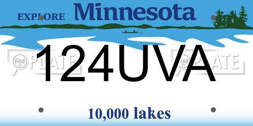 124UVA Minnesota License Plate