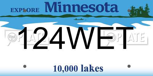 124WET Minnesota License Plate