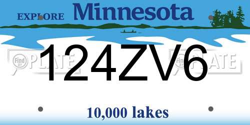 124ZV6 Minnesota License Plate