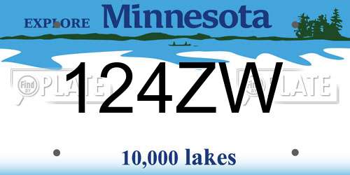 124ZW Minnesota License Plate