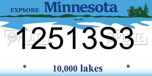 12513S3 Minnesota License Plate