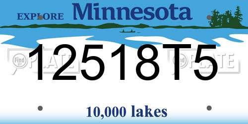 12518T5 Minnesota License Plate